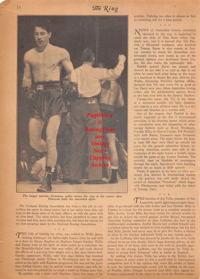 Boxing News Clipping #680 - Rocky Graziano vs. Marty Servo
