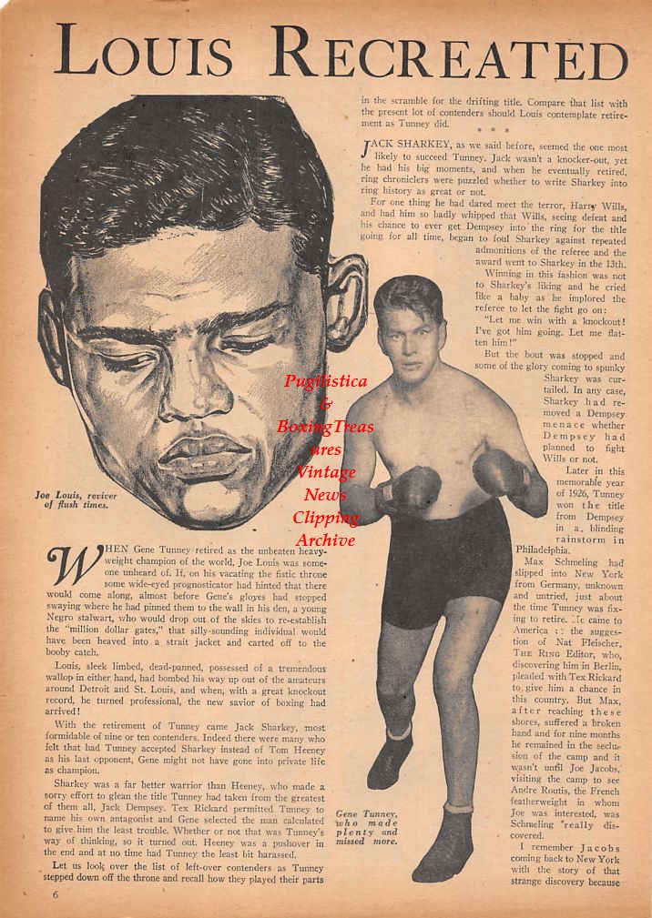 Boxing News Clipping #685 - Joe Louis at Pompton Lakes, George Fitch, Gene Tunney