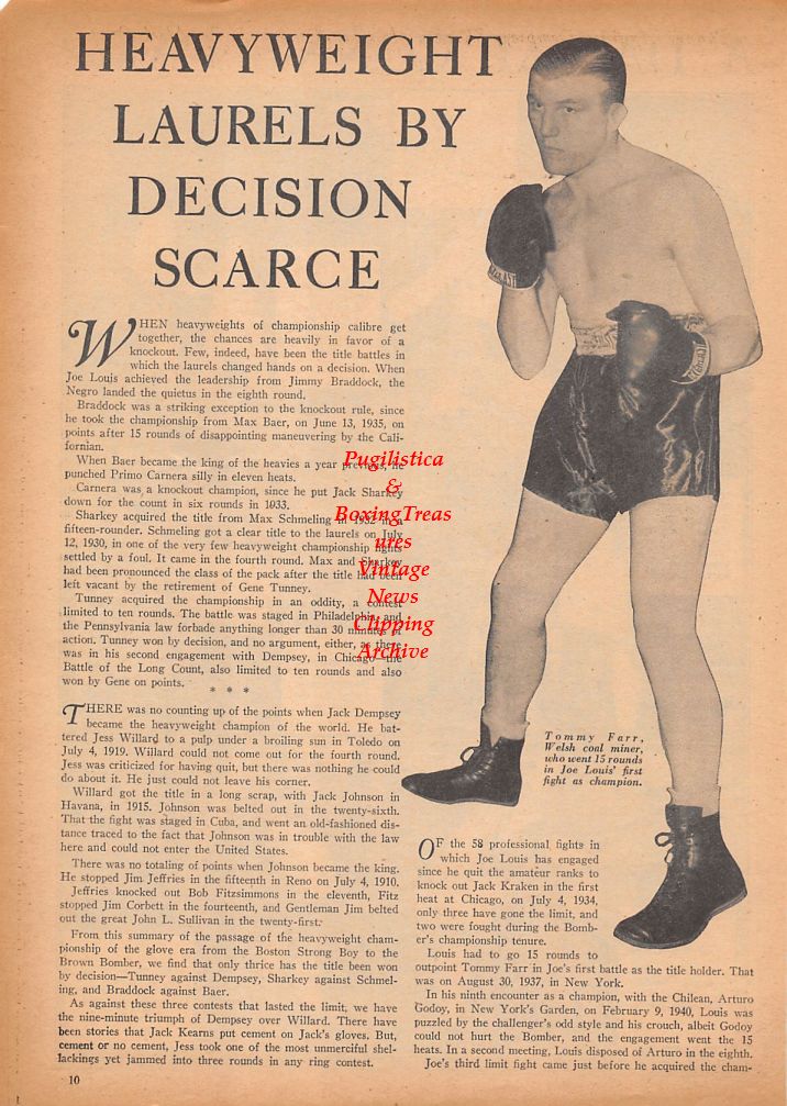 Boxing News Clipping #687 - Billy Conn, Tommy Farr, Johnny Ray, Tony Tomacci