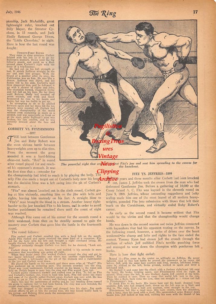Boxing News Clipping #691 - James Jeffries vs. Bob Fitzsimmons, John L. Sullivan vs. Jake Kilrain