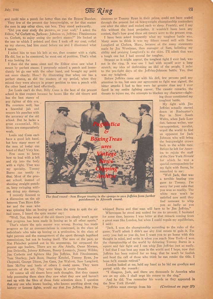 Boxing News Clipping #693 - Jack Johnson vs. James J. Jeffries