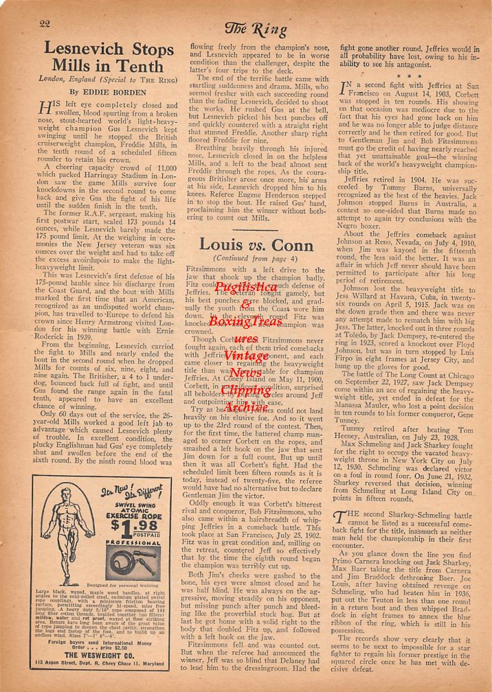 Boxing News Clipping #693 - Jack Johnson vs. James J. Jeffries