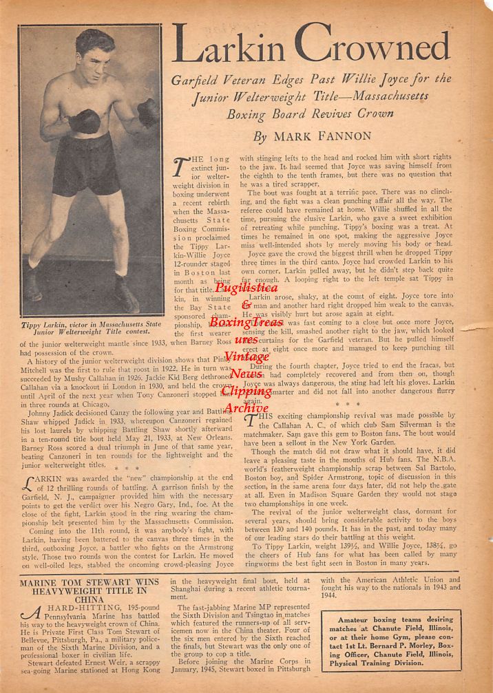 Boxing News Clipping #694 - Tippy Larkin, John L. Sullivan