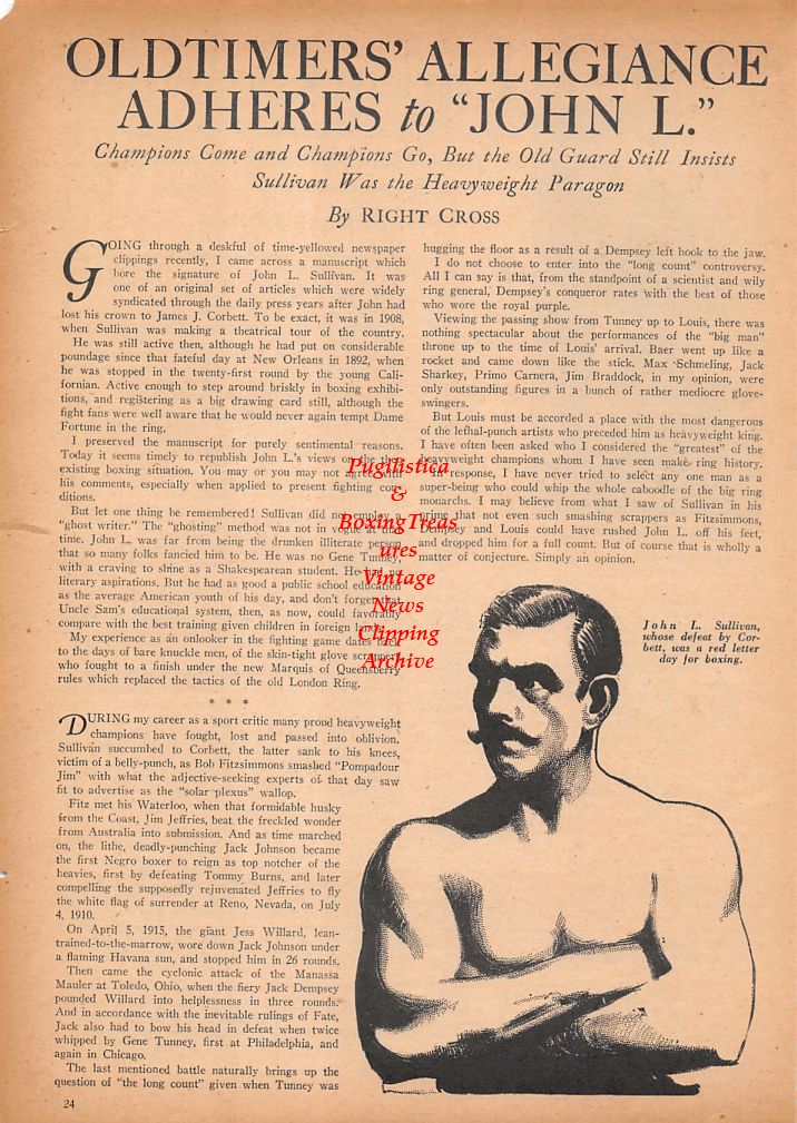 Boxing News Clipping #694 - Tippy Larkin, John L. Sullivan
