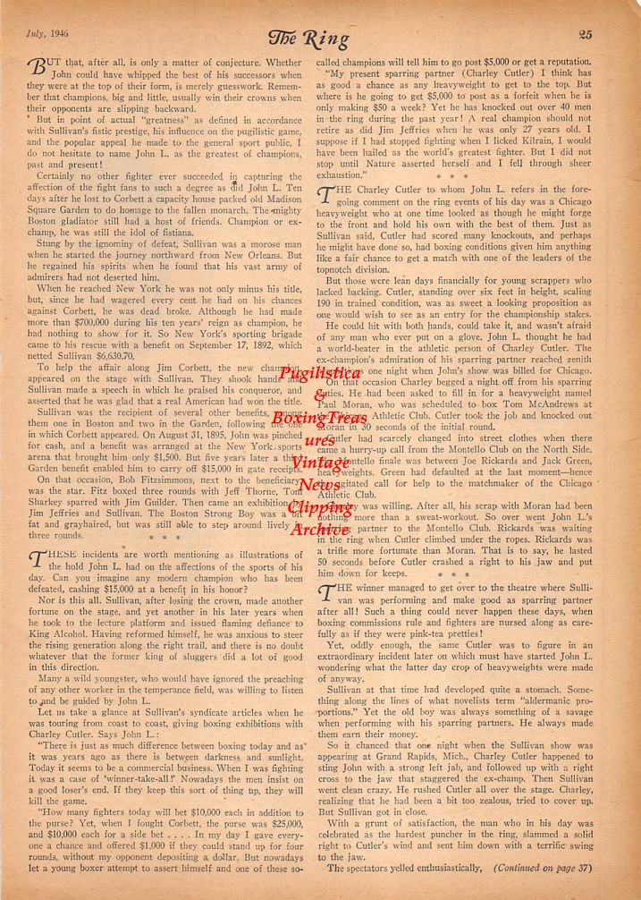 Boxing News Clipping #695 - "Hail and Farewell" passing of Jimmy Johnston