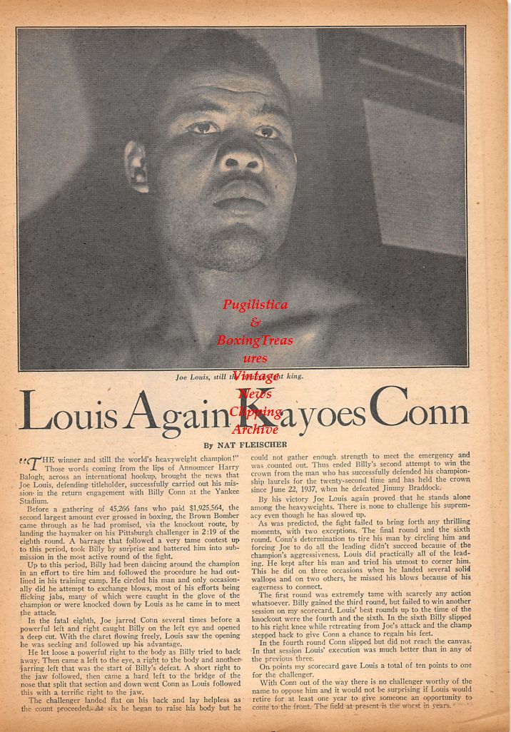 Boxing News Clipping #699 - Joe Louis, Joe Louis vs. Tommy Farr and Billy Conn