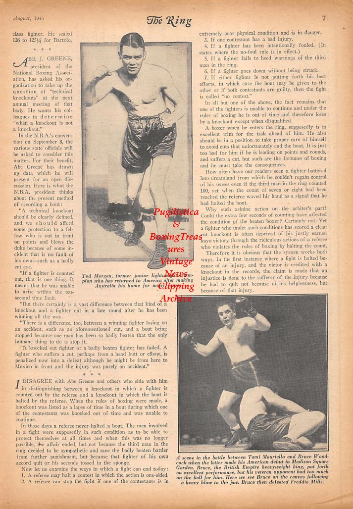 Boxing News Clipping #701 - Tod Morgan, Tami Mauriello vs. Bruce Woodcock