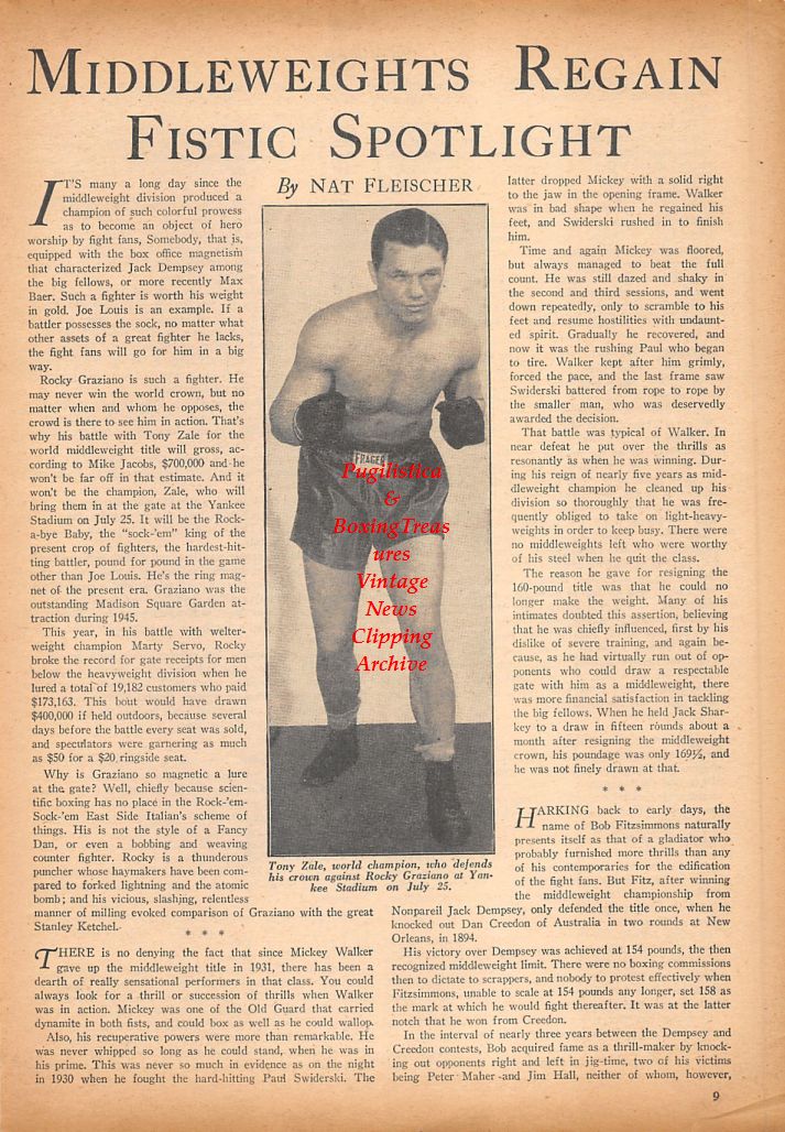 Boxing News Clipping #702 - Tony Zale