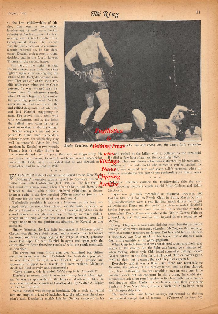 Boxing News Clipping #703 Rocky Graziano vs. Freddie Cochrane, Marty Servo and Harold Green