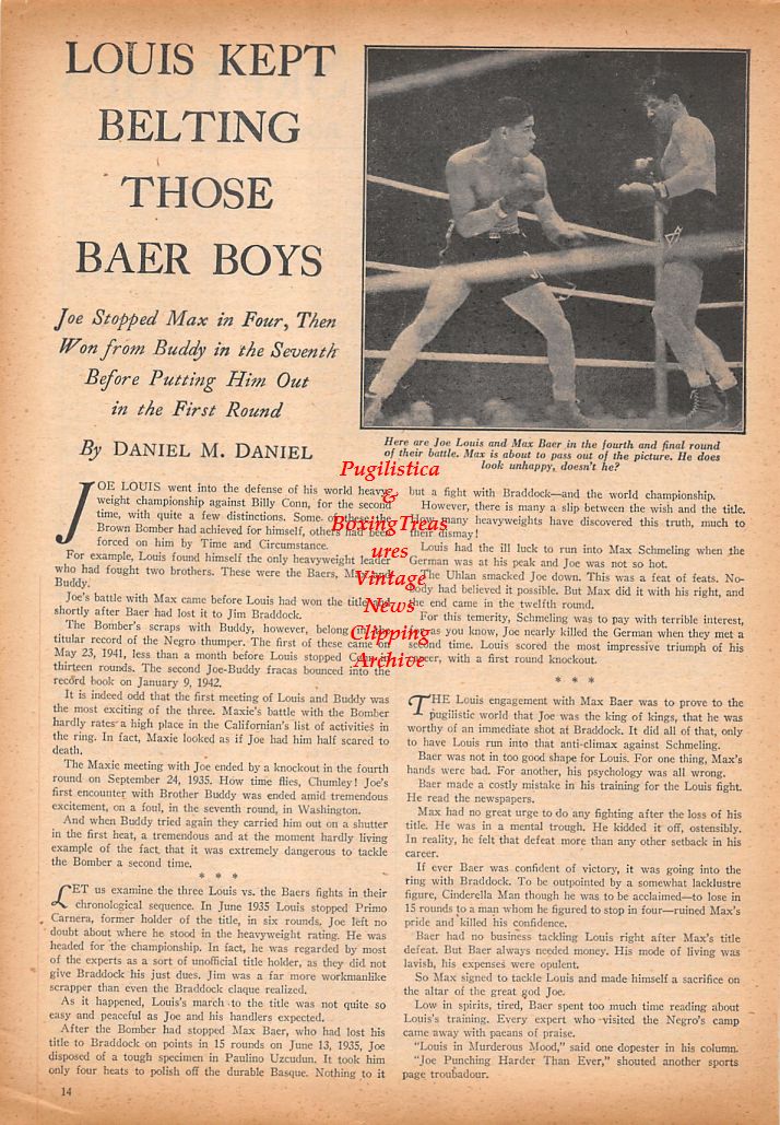Boxing News Clipping #704 - Joe Louis vs. Max Baer