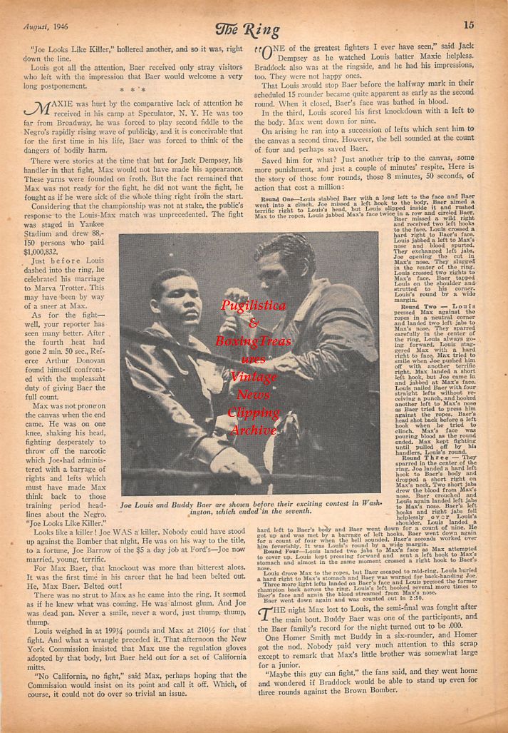 Boxing News Clipping #705 - Joe Louis vs. Buddy Baer