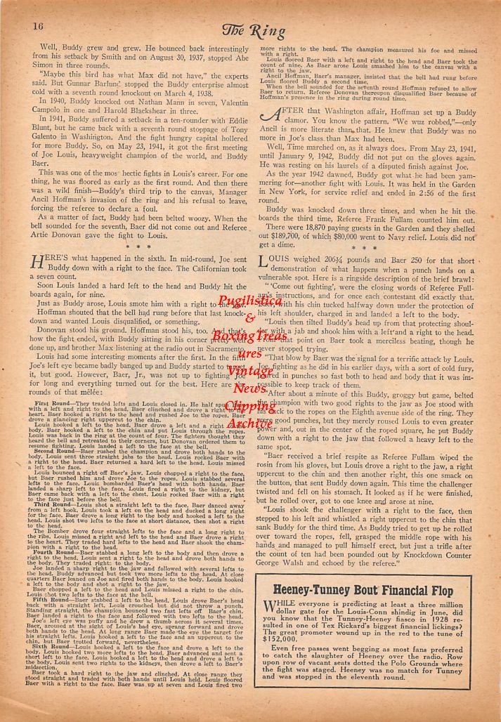 Boxing News Clipping #705 - Joe Louis vs. Buddy Baer