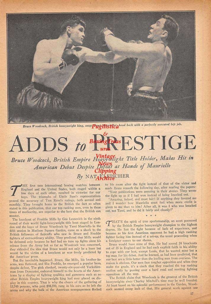 Boxing News Clipping #706 - Bruce Woodcock vs. Tami Mauriello