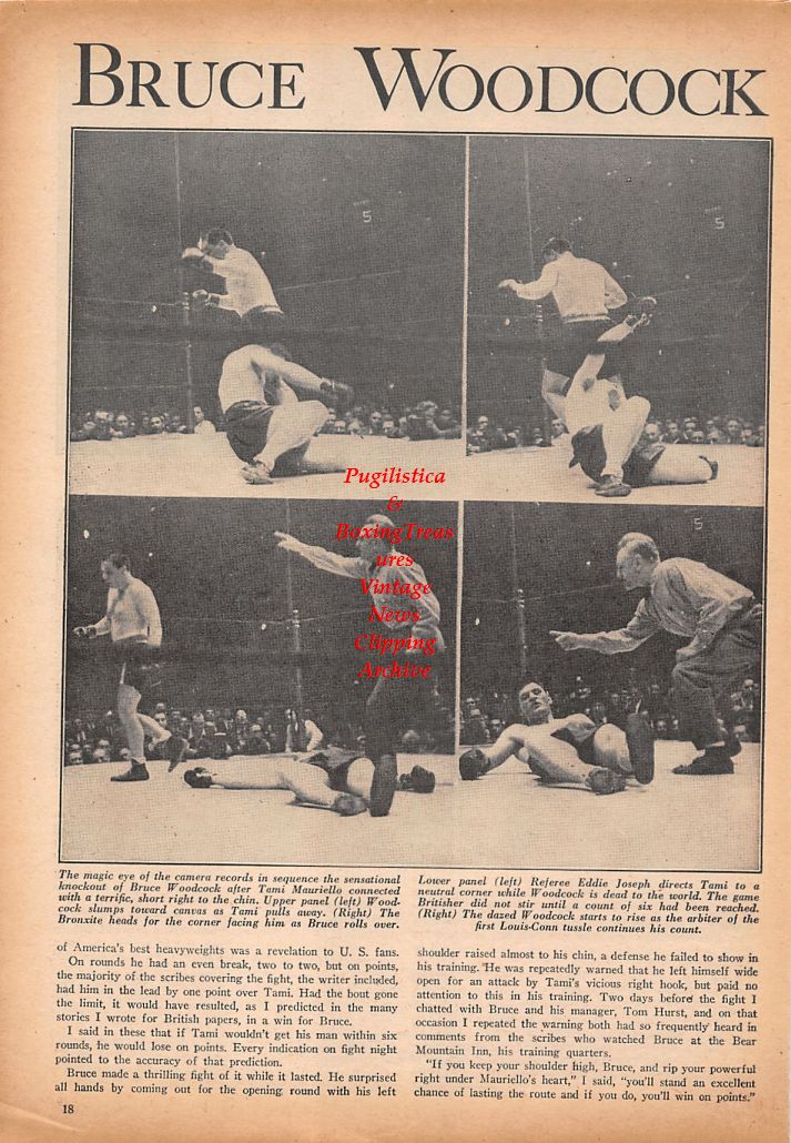 Boxing News Clipping #706 - Bruce Woodcock vs. Tami Mauriello