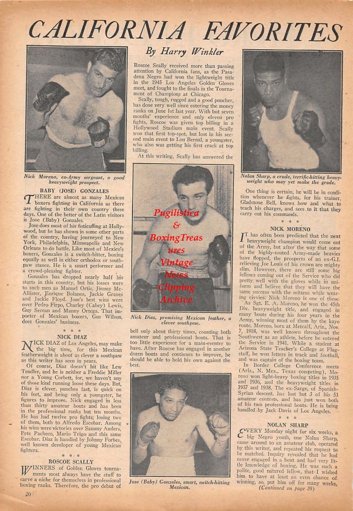 Boxing News Clipping #707 - Nick Moreno, Nolan Sharp, Nick Diaz, Baby Gonzales, Bruce Woodcock vs. Tami Mauriello