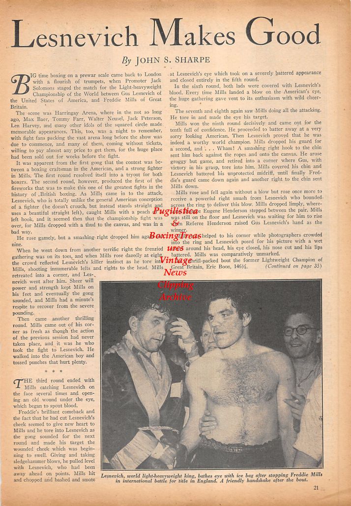 Boxing News Clipping #708 - Kid Dinamita, Sammy Secreet, Freddie Dawson, Gus Lesnevich