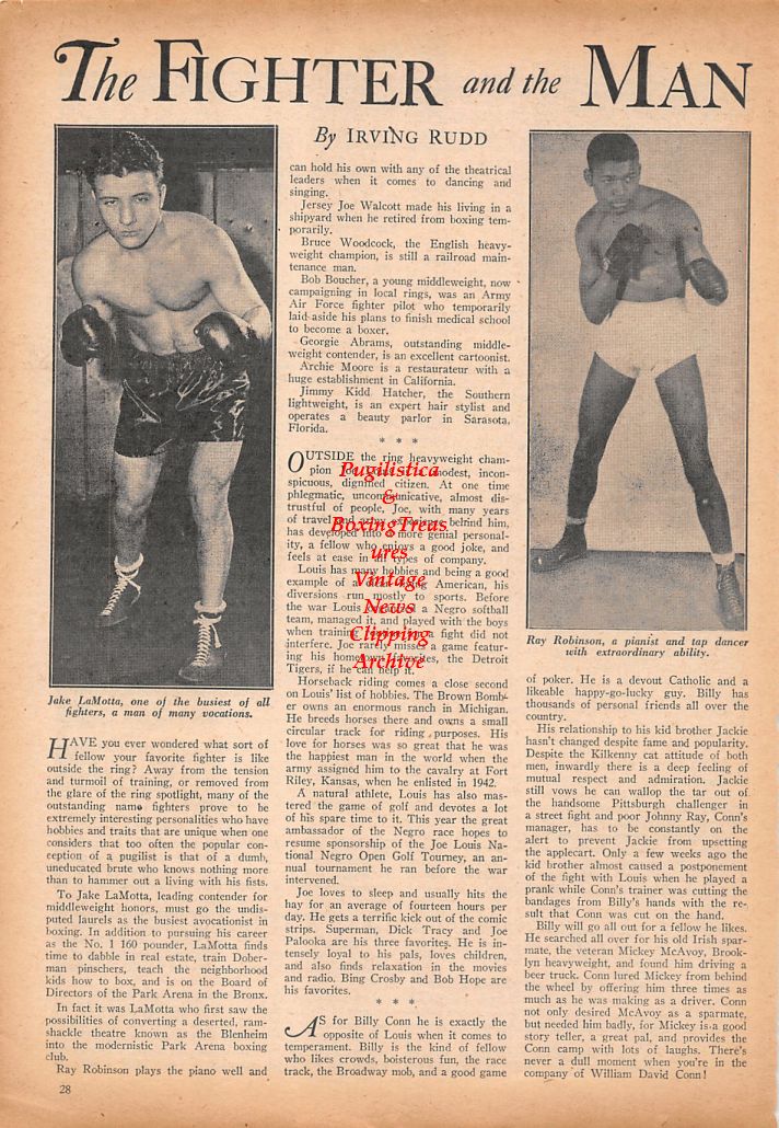 Boxing News Clipping #711 - Jake LaMotta, Sugar Ray Robinson