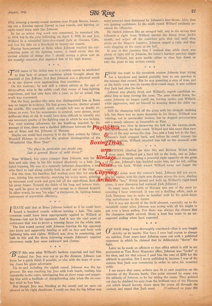 Boxing News Clipping #711 - Jake LaMotta, Sugar Ray Robinson
