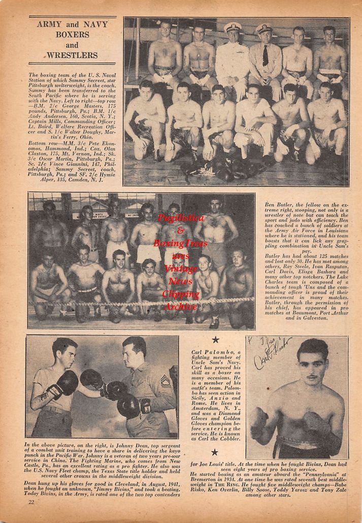 Boxing News Clipping #721 - WWII Army and Navy Boxers and Wrestlers