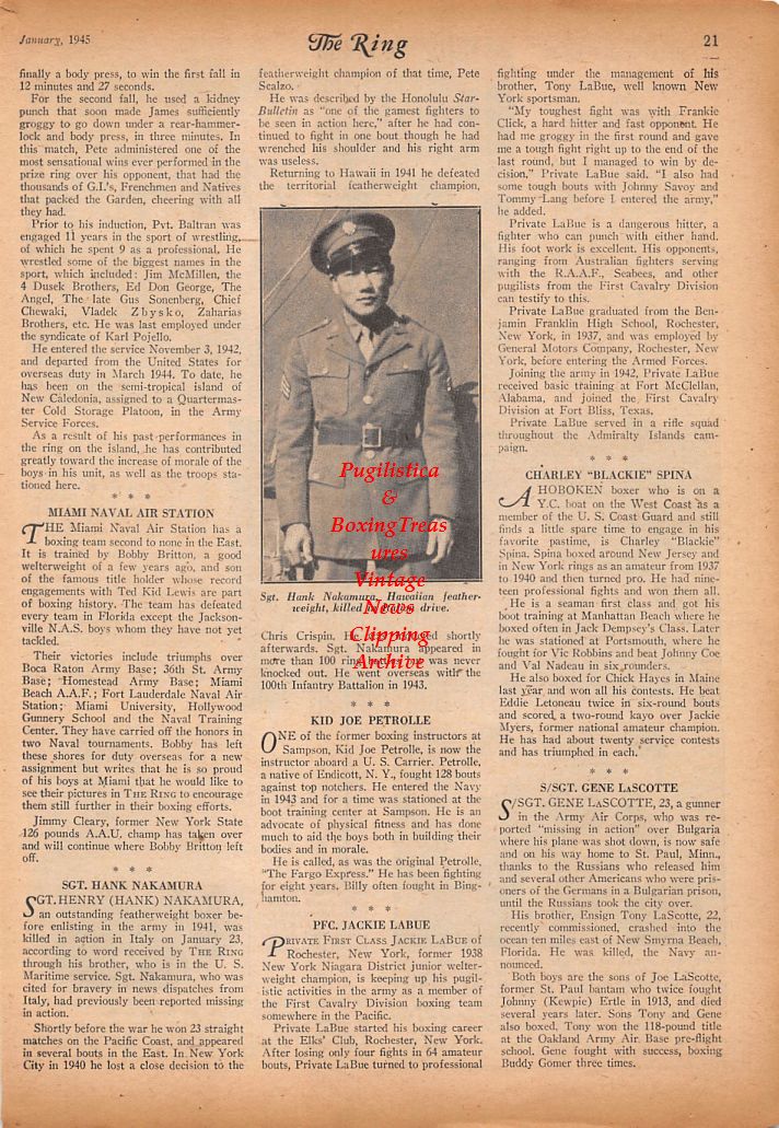 Boxing News Clipping #721 - WWII Army and Navy Boxers and Wrestlers