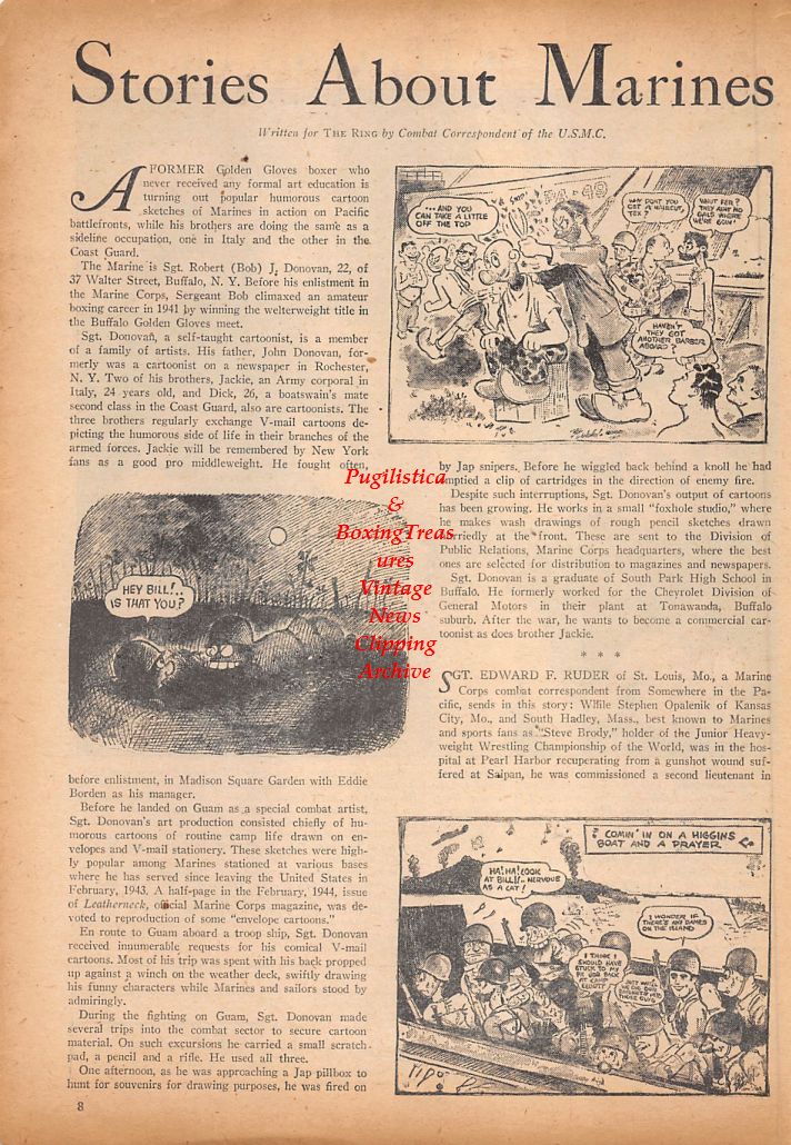 Boxing News Clipping #727 - Eddie Luberski, Santiago L Quintana, Andrew J. Licari, Thomas K. Van Zandt, Harvey T. Anderson, John O'Boyle, Joe Kalick