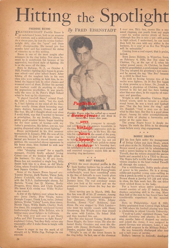 Boxing News Clipping #731 - Freddie Russo, Sammy Angott