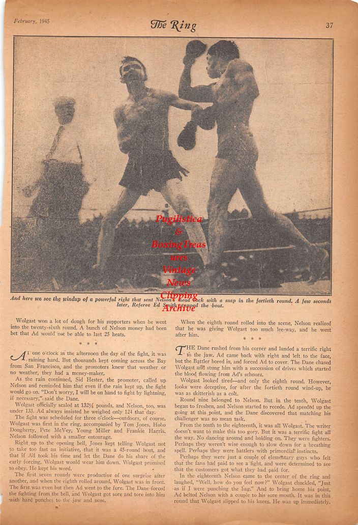 Boxing News Clipping #737 - Battling Nelson vs. Ad Wolgast