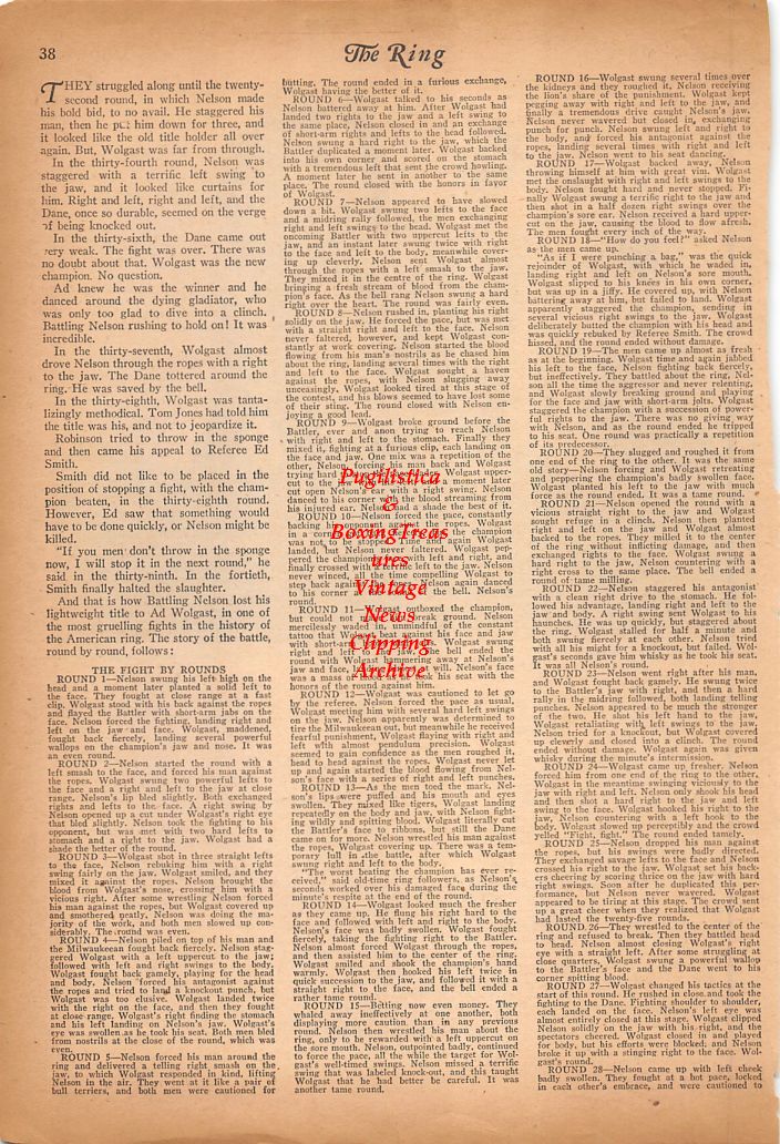 Boxing News Clipping #737 - Battling Nelson vs. Ad Wolgast