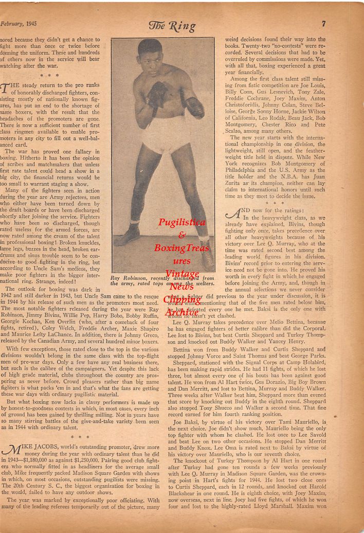 Boxing News Clipping #740 - Beau Jack, Bob Montgomery, Sugar Ray Robinson