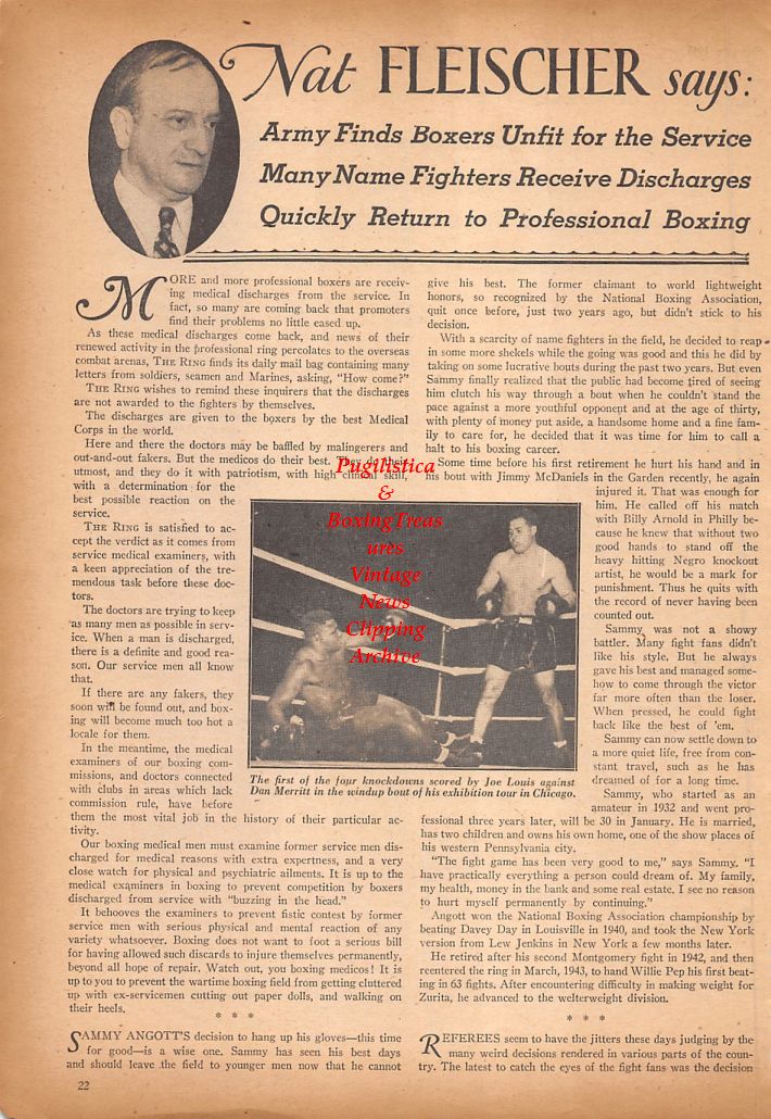 Boxing News Clipping #744 - Joe Louis vs. Dan Merritt exhibition bout