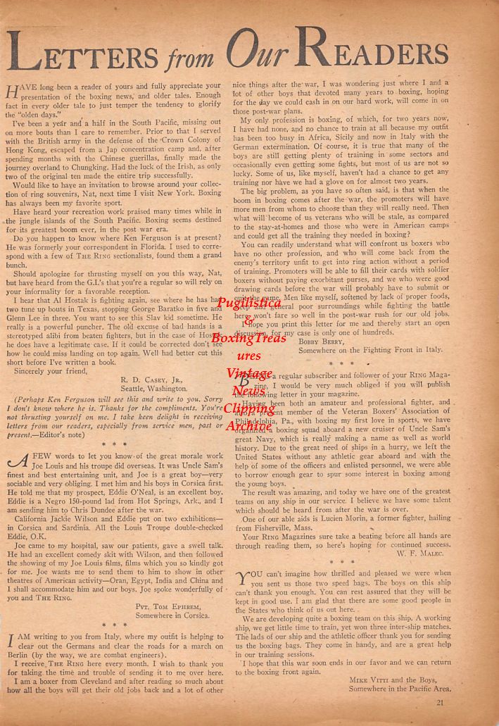 Boxing News Clipping #744 - Joe Louis vs. Dan Merritt exhibition bout