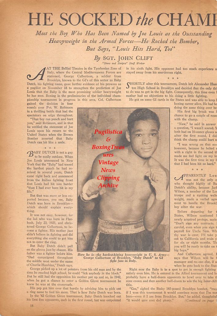 Boxing News Clipping #745 - George "Baby Dutch" Culbertson