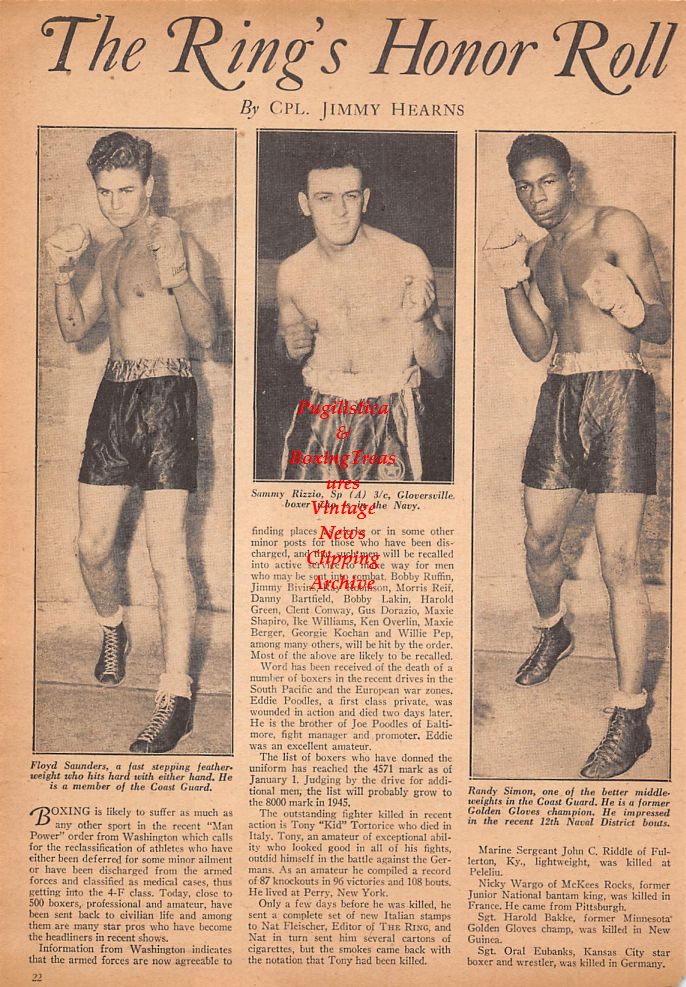 Boxing News Clipping #755 - Floyd Saunders, Sammy Rizzio, Randy Simon, Herman Muggsy Taylor