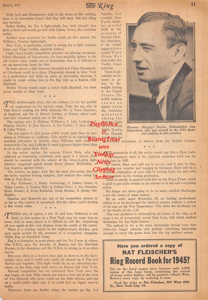 Boxing News Clipping #755 - Floyd Saunders, Sammy Rizzio, Randy Simon, Herman Muggsy Taylor