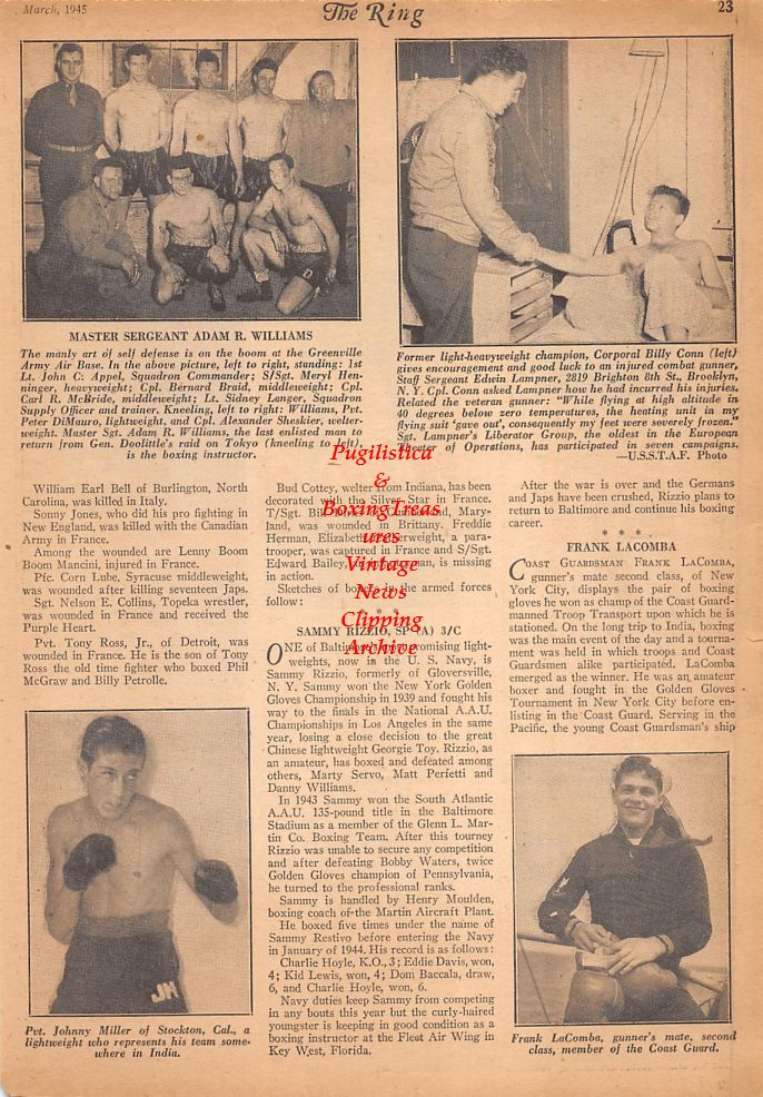 Boxing News Clipping #756 - Harry Allbritton, Earl Lister, Piggie Netos, Greenville Army Air Base Team, Edwin Lampner, Johnny Miller, Frank LaComba