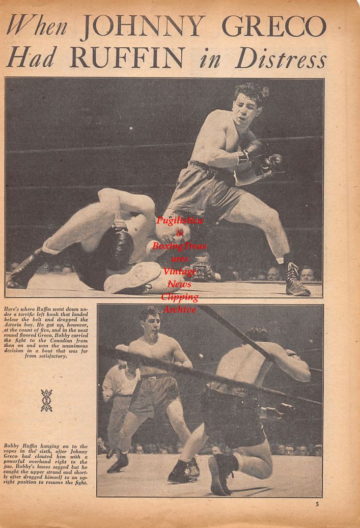Boxing News Clipping #761 - Johnny Greco vs. Bobby Ruffin, Sam Cunningham