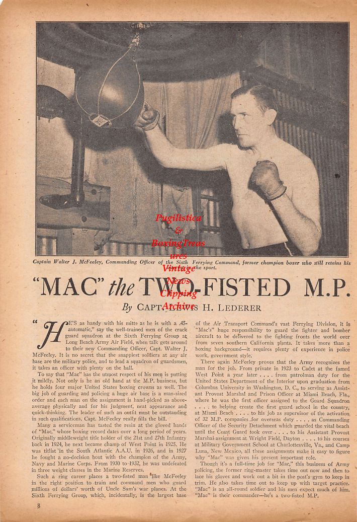 Boxing News Clipping #762 - Walter J. McFeeley, Sammy Kelly