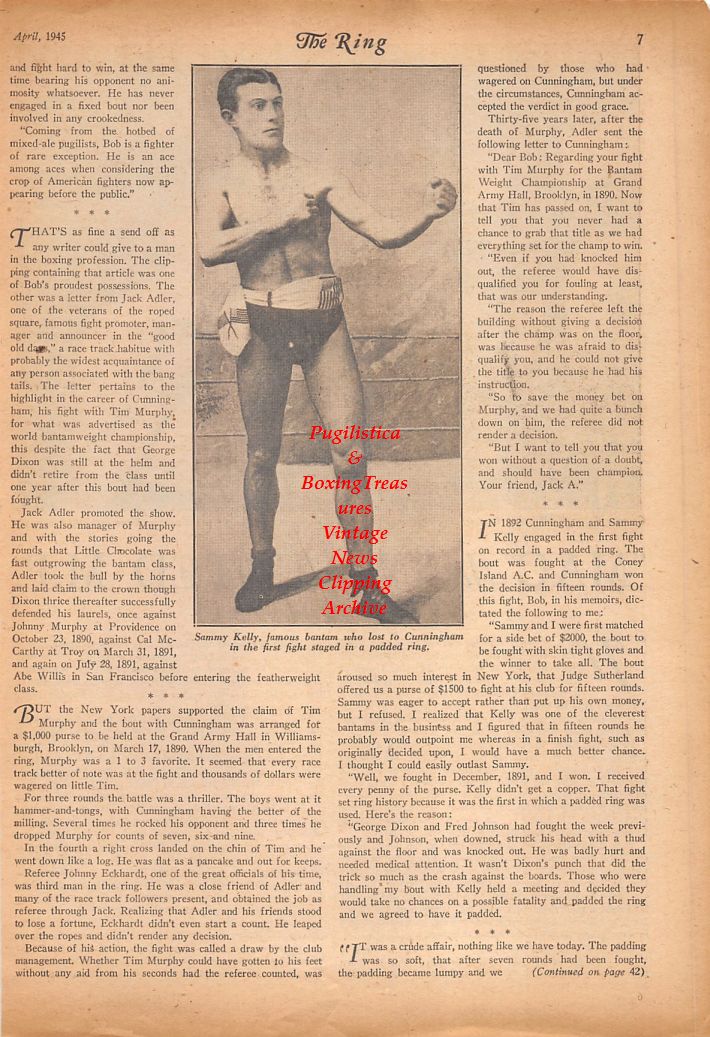 Boxing News Clipping #762 - Walter J. McFeeley, Sammy Kelly