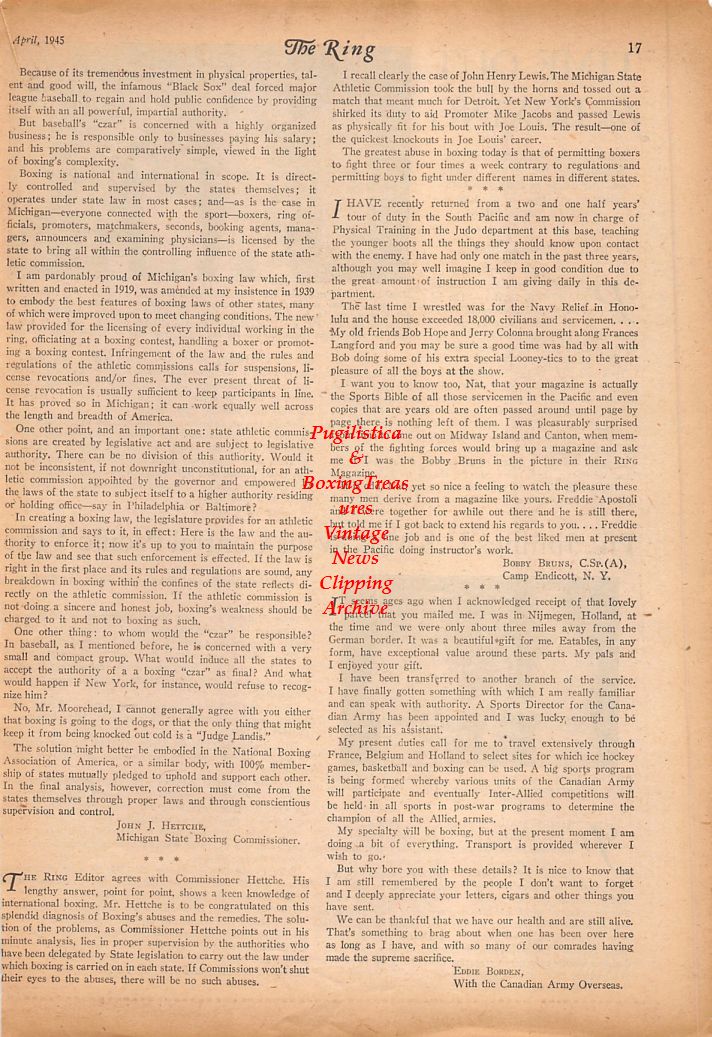 Boxing News Clipping #766 - Military Boxing, Fidel LaBarba, Walter Speight Jr., Louis Jiminez, Robert Mankin and others