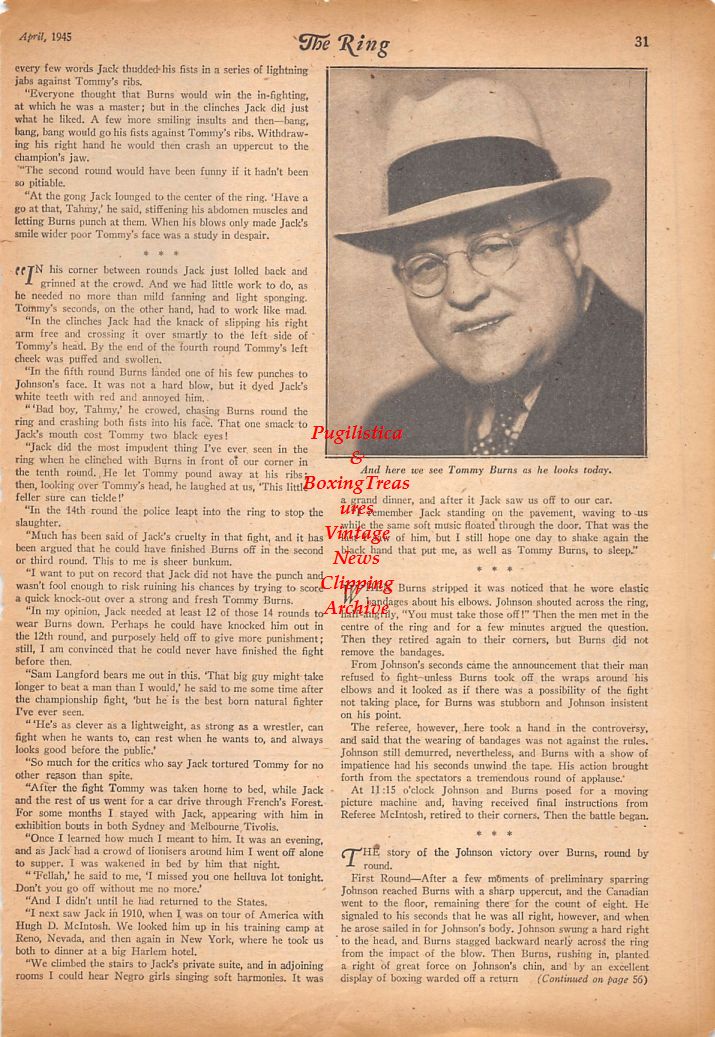 Boxing News Clipping #772 - Francis E. Pettit, Tommy Burns