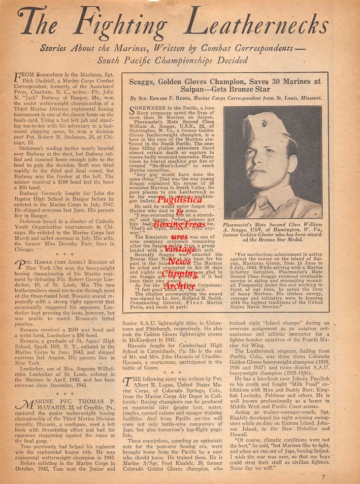 Boxing News Clipping #778 - Davis Fisher, Levi Bryant, Pat DiLeva, Robert Grant, Henry J. Leslie, William Scaggs