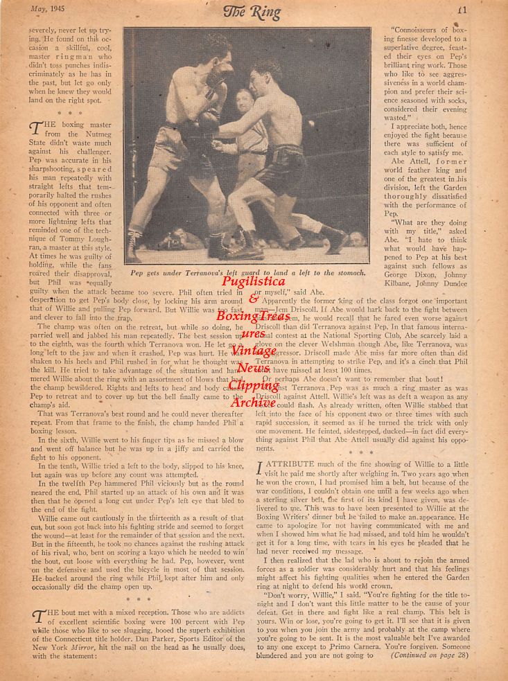 Boxing News Clipping #780 - Jimmy Doyle, Al Pennino, Tony Pellone, Willie Pep vs. Phil Terranova