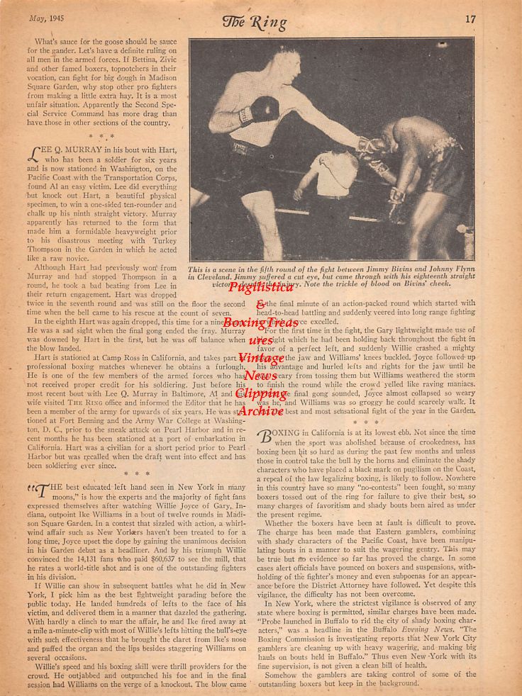 Boxing News Clipping #783 - Joe Bernstein, Jimmy Bivins vs. Johnny Flynn