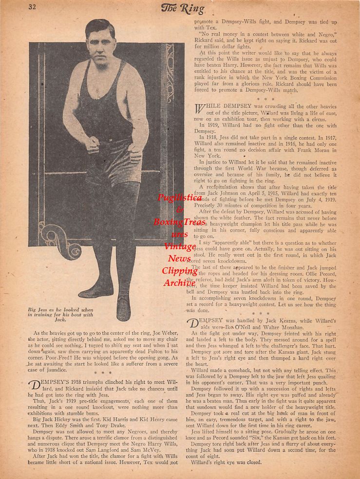 Boxing News Clipping #786 - Jack Dempsey vs. Jess Willard