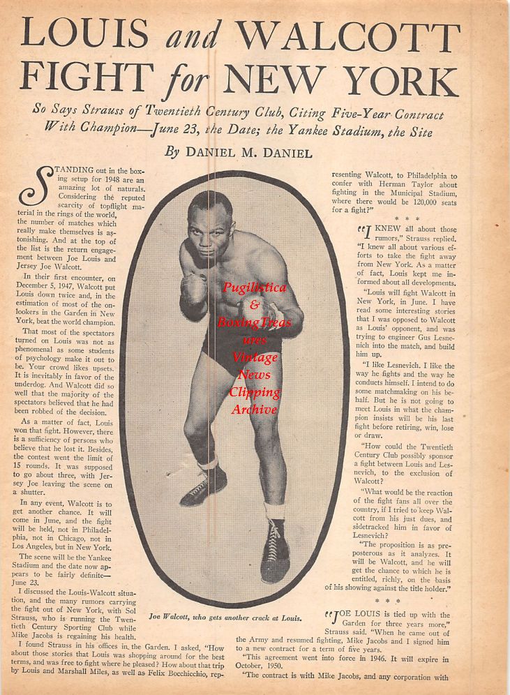 Boxing News Clipping #791 - Jersey Joe Walcott, Joe Louis