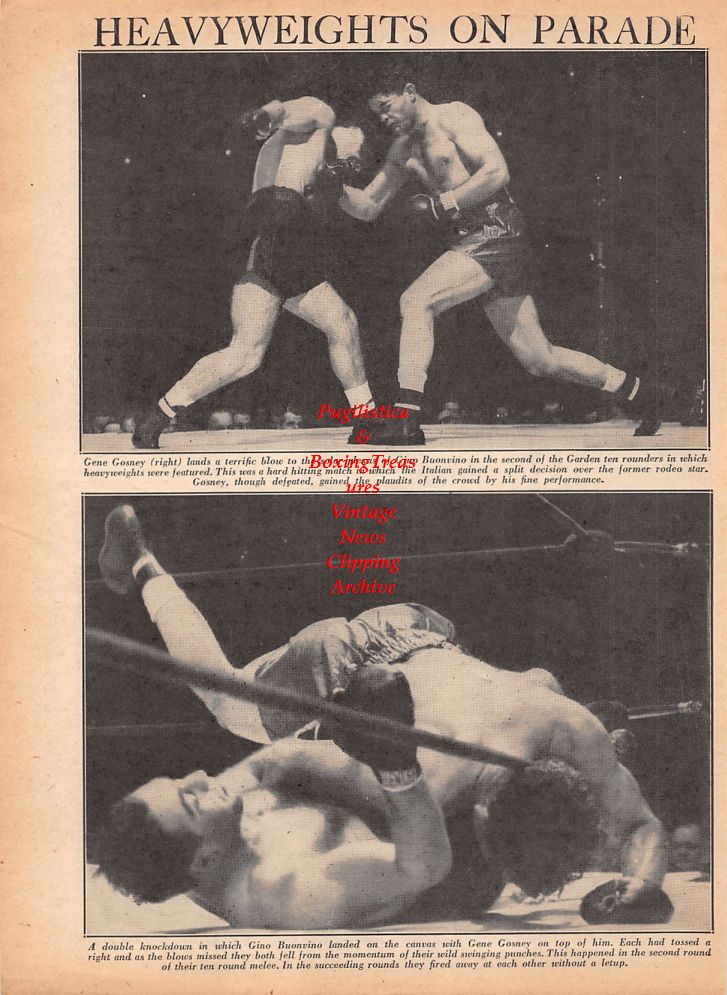 Boxing News Clipping #794 - Gene Gosney vs. Gino Buonvino, Charley Riley, Alfredo Chavez, Ezzard Charles