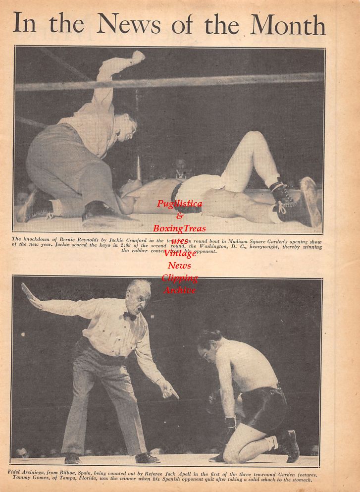 Boxing News Clipping #795 - Bernie Reynolds vs. Jackie Cranford, Fidel Arciniega vs. Tommy Gomez