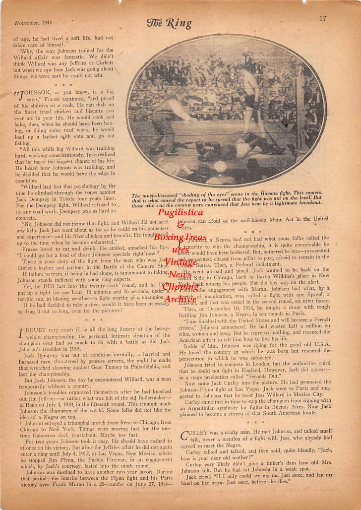 Boxing News Clipping #80 - Jess Willard vs. Jack Johnson
