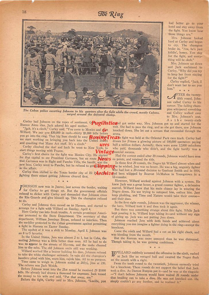 Boxing News Clipping #80 - Jess Willard vs. Jack Johnson