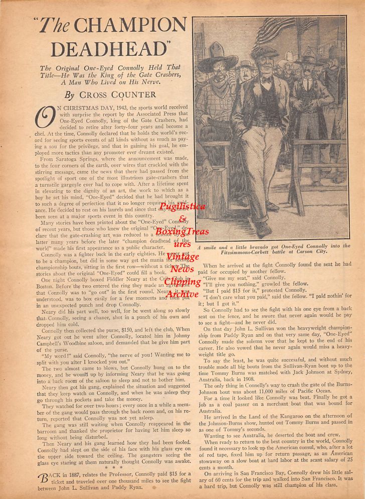 Boxing News Clipping #801 - One-Eyed Connolly, Steve Kozak, Oki Shikina